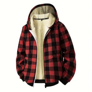 New Men'S Lamb Fleece Jacket, Cardigan Hoodie for Autumn And Winter, Warm And Lined