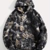 1pc Tie-Dye Double-Sided Plush Letter Embroidery Fashion Casual Sports Hooded Sweatshirt, Men’s Casual Sportswear, Men’s Sweatshirt Hoodie