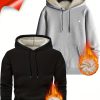 Men’S Heavy-Duty Thermal Hooded Sweatshirt – Winter Warmth with Thickened Insulation, Hooded Pullover Sweater for Cold Weather, Machine Washable – Ideal For Everyday & Formal Wear, Winter Clothes, Cold Weather Apparel, Durable Fabric