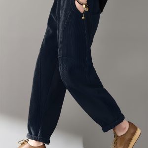Women's Autumnu002FWinter Pants. Fashionable Bestseller Corduroy Fabric, Elegant, Pockets, Multi-Panel Casual Pants, New Elastic Waistband, Bestseller Long Pants