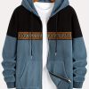 Men’s Trendy Vintage Ethnic Weave Tape Fashion Color-Block Hooded Sweatshirt Warm Casual Hoodie Jacket