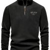 Fashion Embroidered Autumnu002FWinter New Men’s -Lined Stand Collar Zip-Up Sweatshirt, Long-Sleeved, 4u002F1 Ribbed Knit Pullover