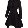 Plus Size, European and American Women’s Plus Size Hooded Horn Button Fashion Elegant Long Sleeve Coat